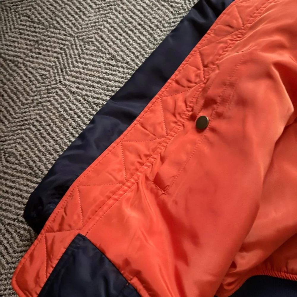 THE GREAT. Navy Bomber Jacket with Orange Lining NWT - Picture 7 of 11